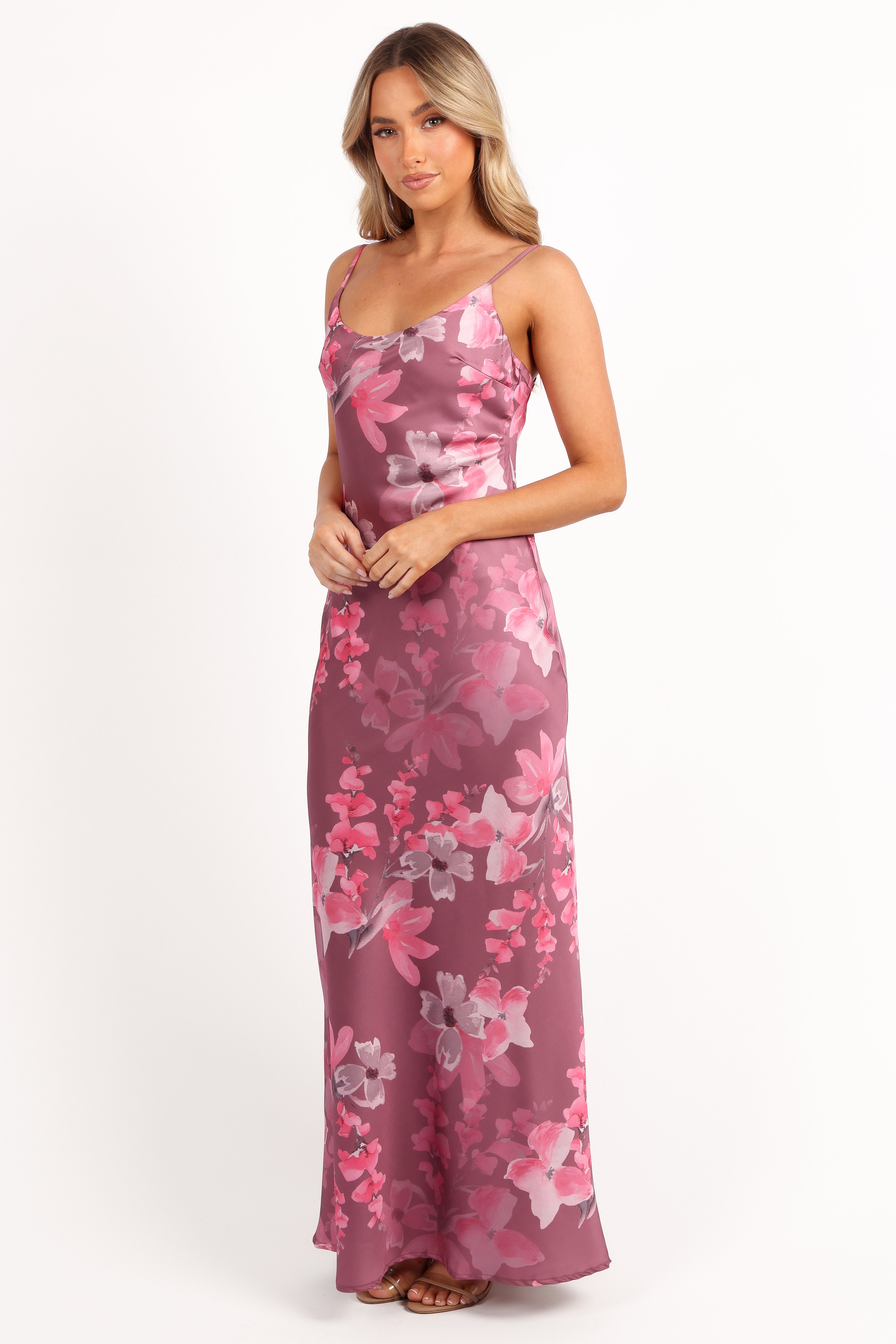 Jamie Maxi Slip Dress - Dark Rose Floral-Sunny Prom