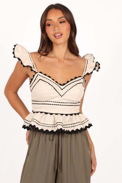 Jeanie Flutter Top - Natural-Sunny Prom
