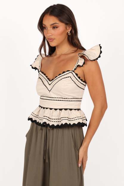 Jeanie Flutter Top - Natural-Sunny Prom
