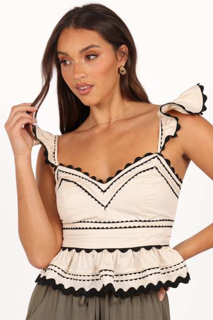 Jeanie Flutter Top - Natural-Sunny Prom