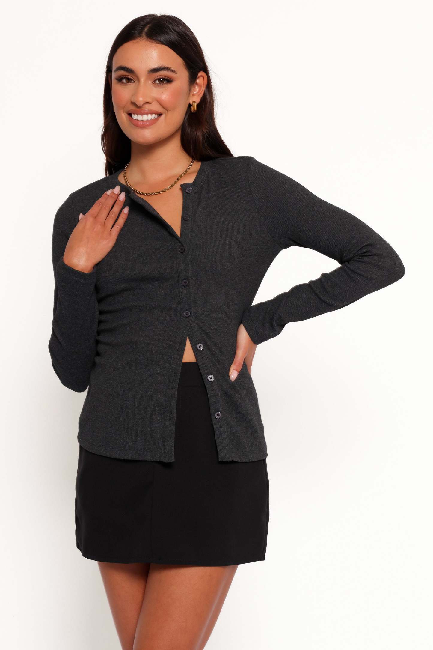 Jessa Knit Top - Charcoal-Sunny Prom