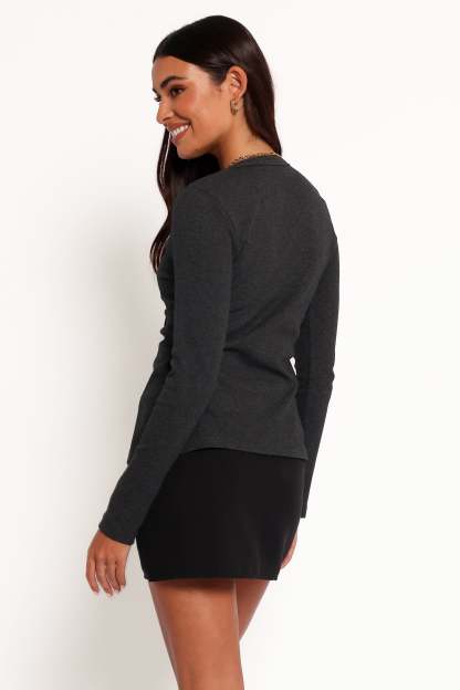 Jessa Knit Top - Charcoal-Sunny Prom