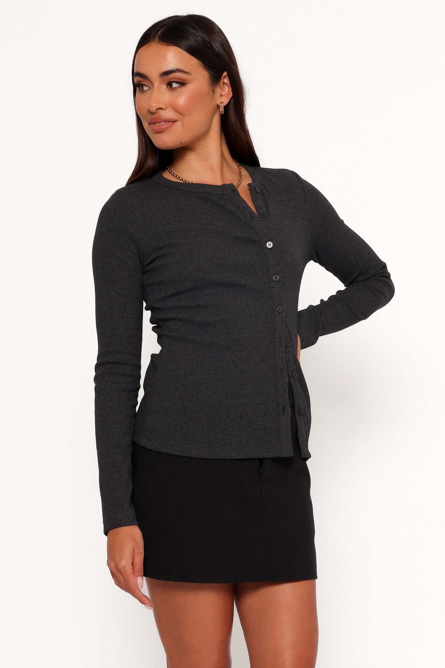 Jessa Knit Top - Charcoal-Sunny Prom