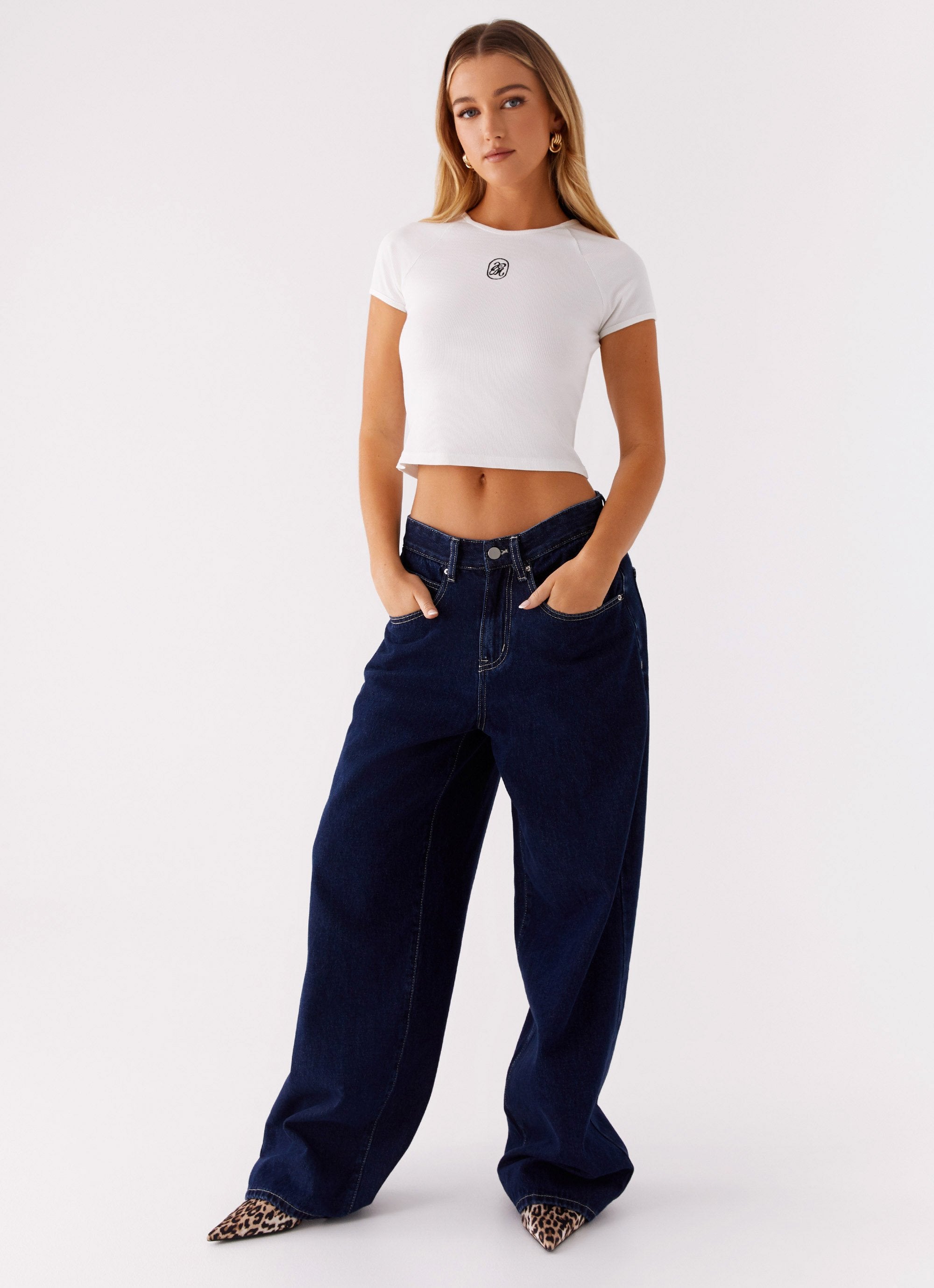 Kailey Fold Up Denim Jeans - Raw Blue-Sunny Prom. All rights reserved.