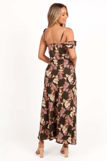 Kamryn Midi Dress - Olive Floral-Sunny Prom