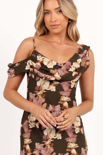 Kamryn Midi Dress - Olive Floral-Sunny Prom