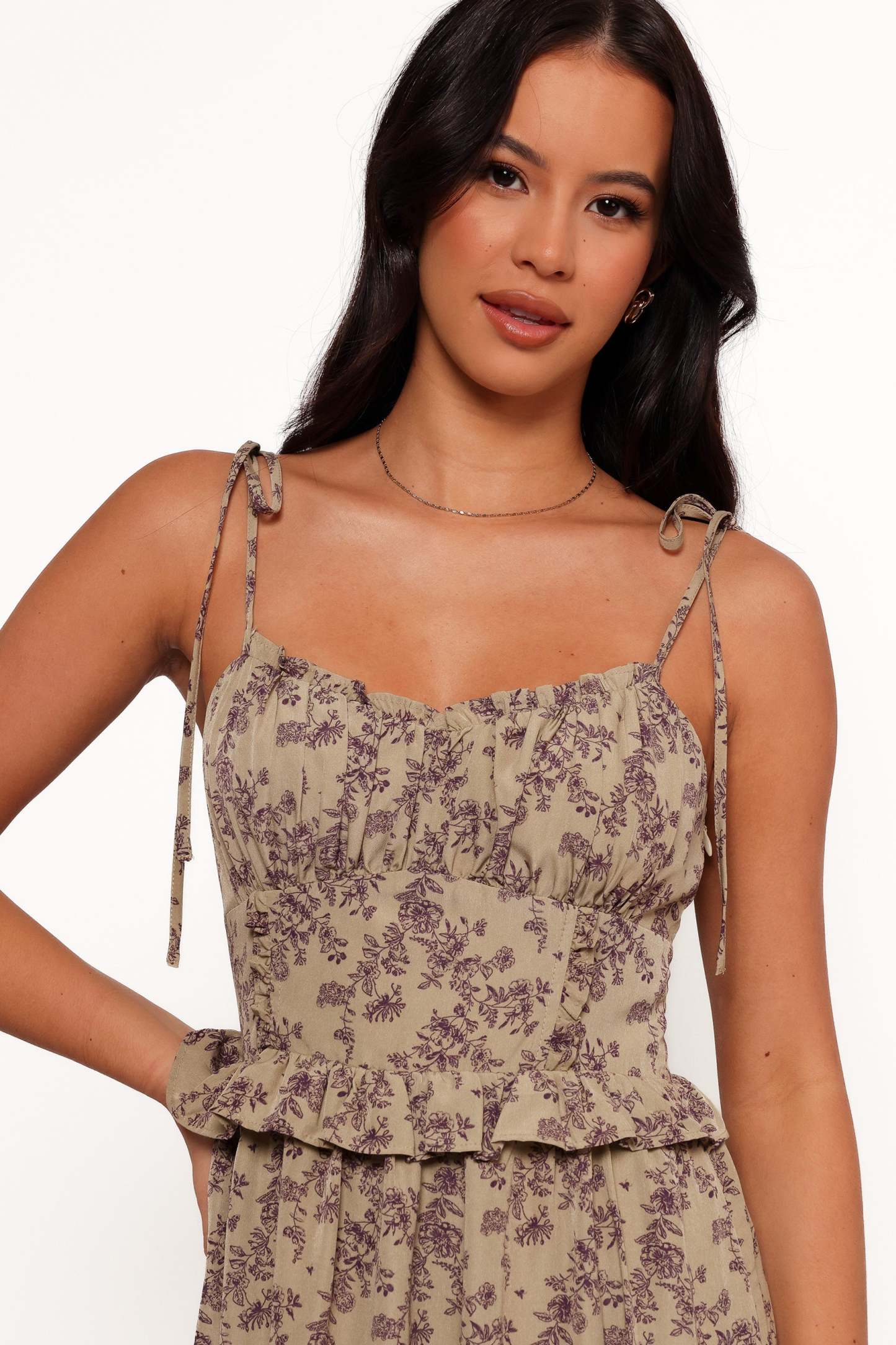 Karie Midi Dress - Olive/Dark Purple-Sunny Prom