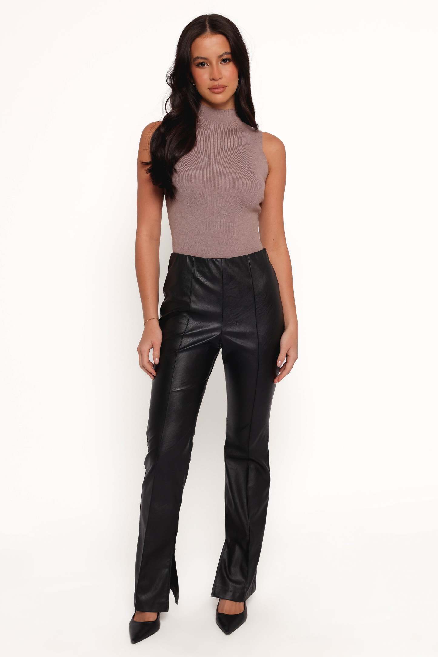 Kathi Faux Leather Pant - Black-Sunny Prom