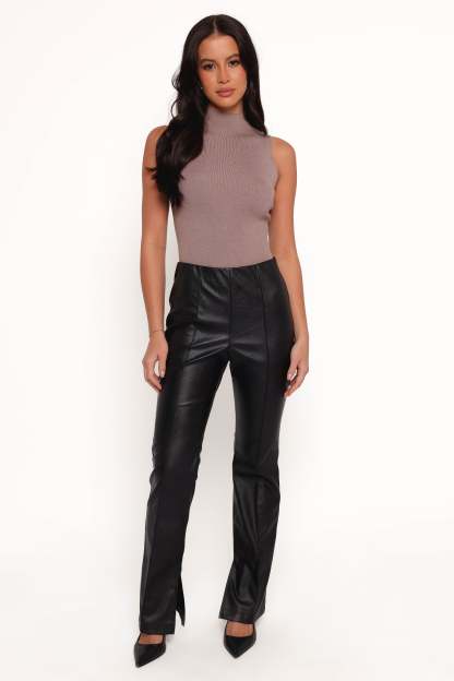 Kathi Faux Leather Pant - Black-Sunny Prom