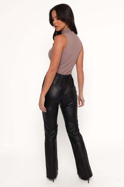 Kathi Faux Leather Pant - Black-Sunny Prom