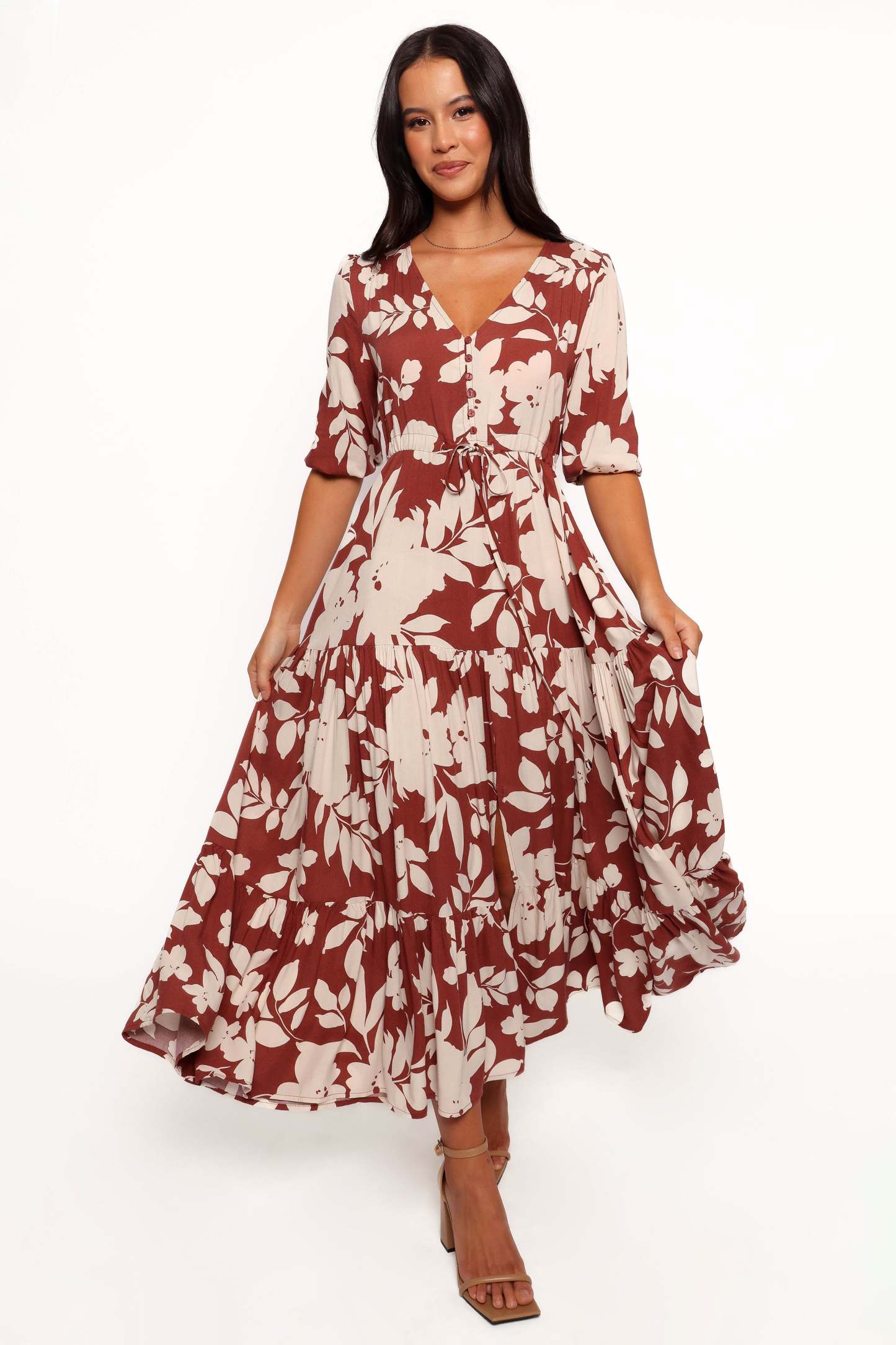 Kelda Dress - Rust Floral-Sunny Prom