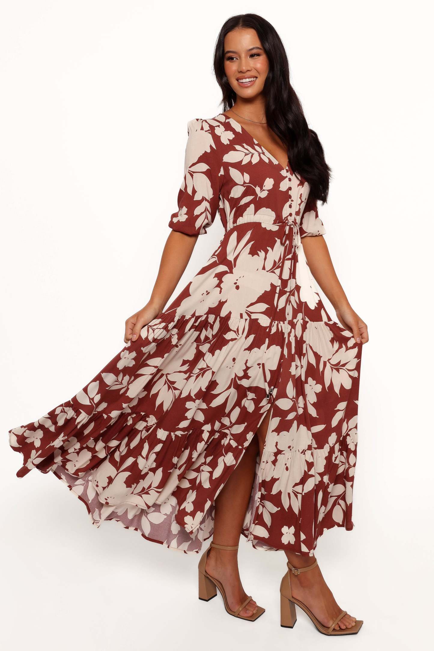 Kelda Dress - Rust Floral-Sunny Prom