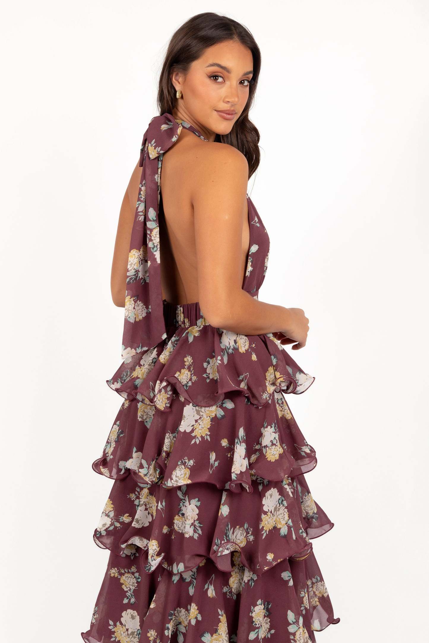 Kendall Maxi Halterneck Dress - Dark Wine-Sunny Prom