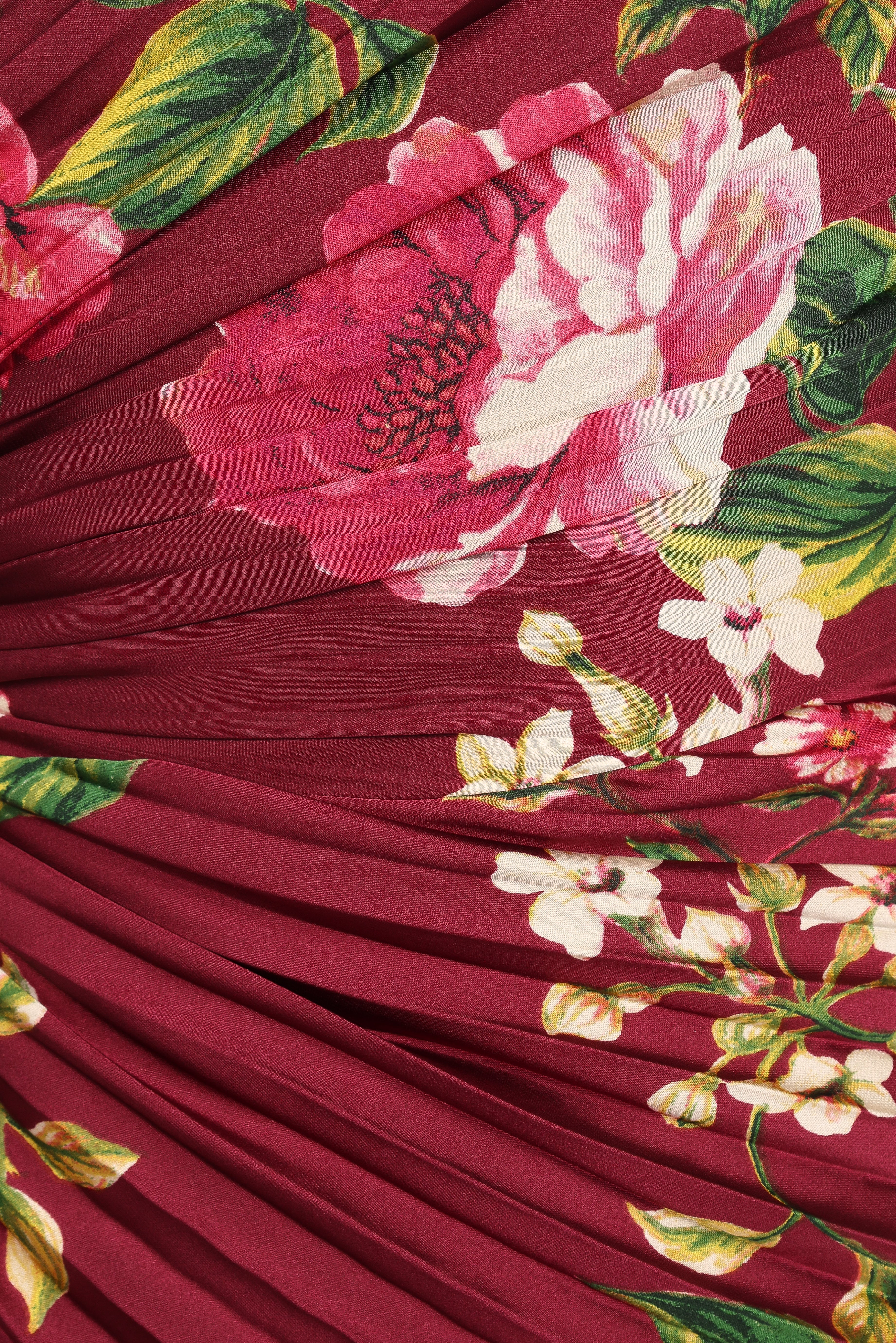 Kleo One Shoulder Maxi Dress - Burgundy Floral-Sunny Prom