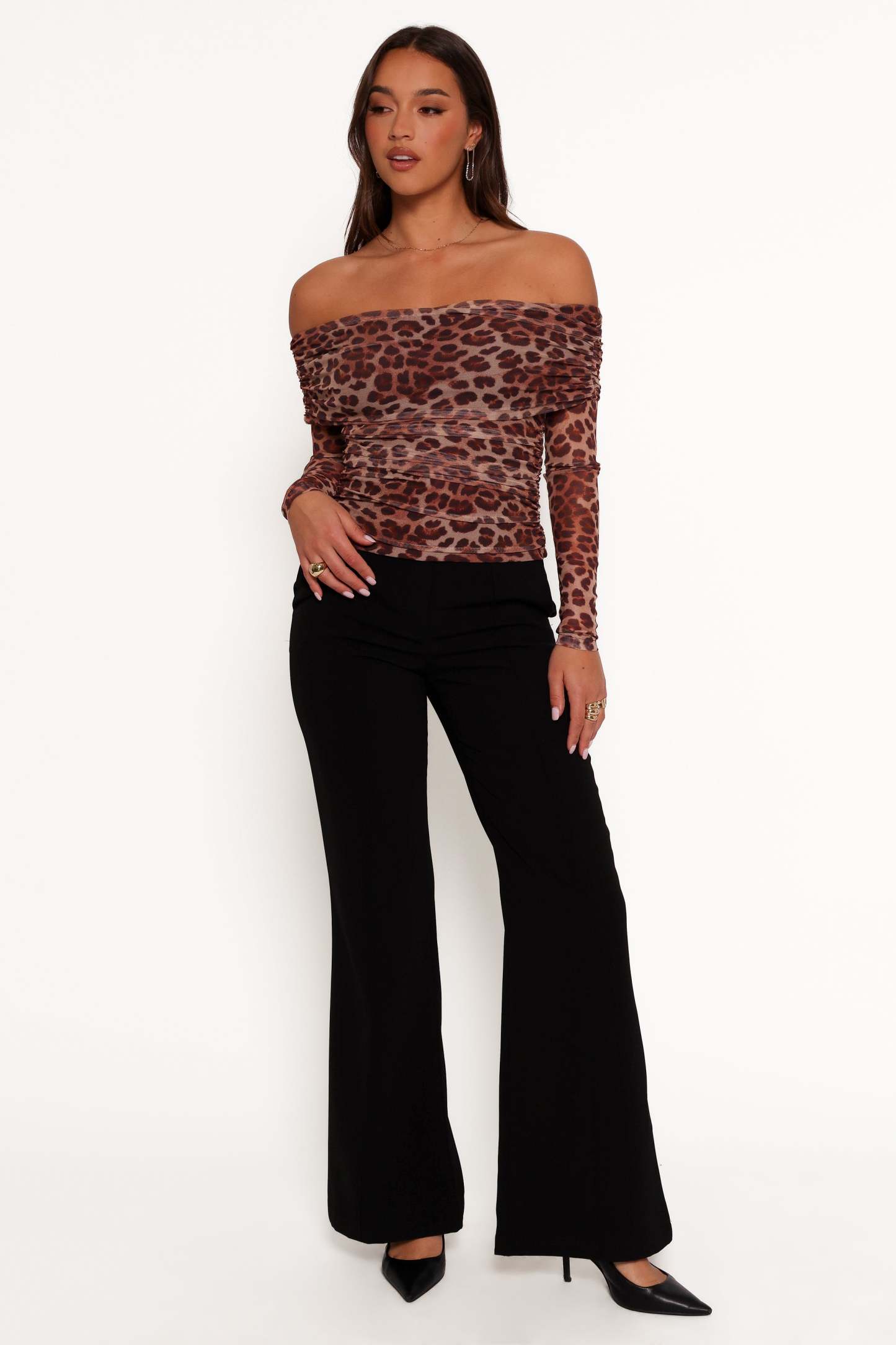 Koa Off Shoulder Top - Leopard-Sunny Prom