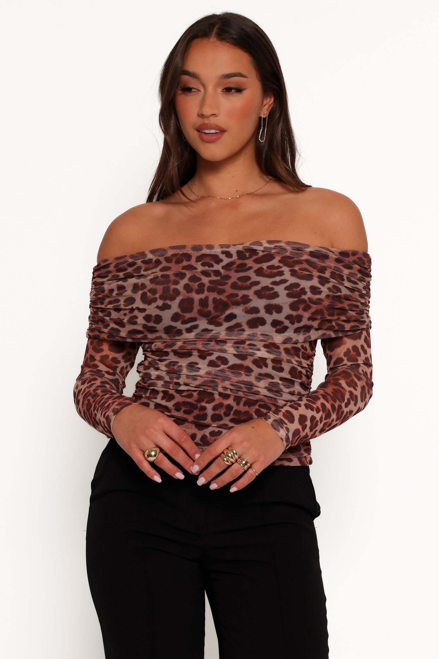 Koa Off Shoulder Top - Leopard-Sunny Prom