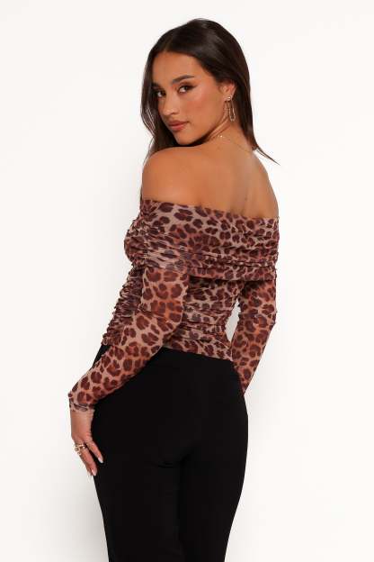Koa Off Shoulder Top - Leopard-Sunny Prom
