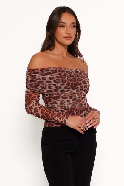 Koa Off Shoulder Top - Leopard-Sunny Prom