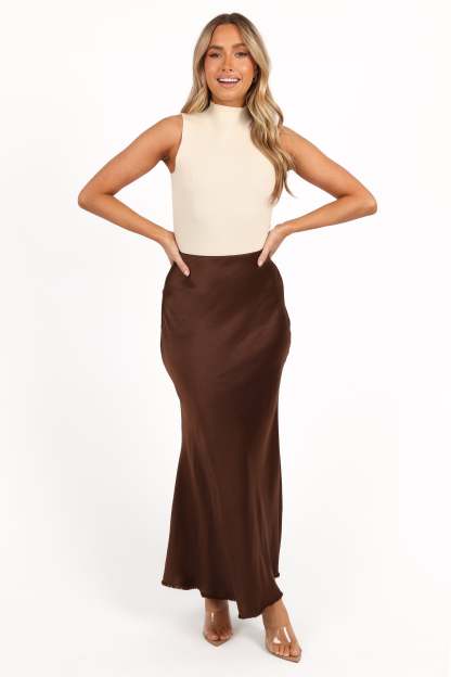 Kora Midi Skirt - Brown-Sunny Prom
