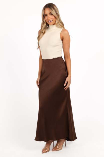 Kora Midi Skirt - Brown-Sunny Prom