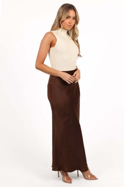 Kora Midi Skirt - Brown-Sunny Prom