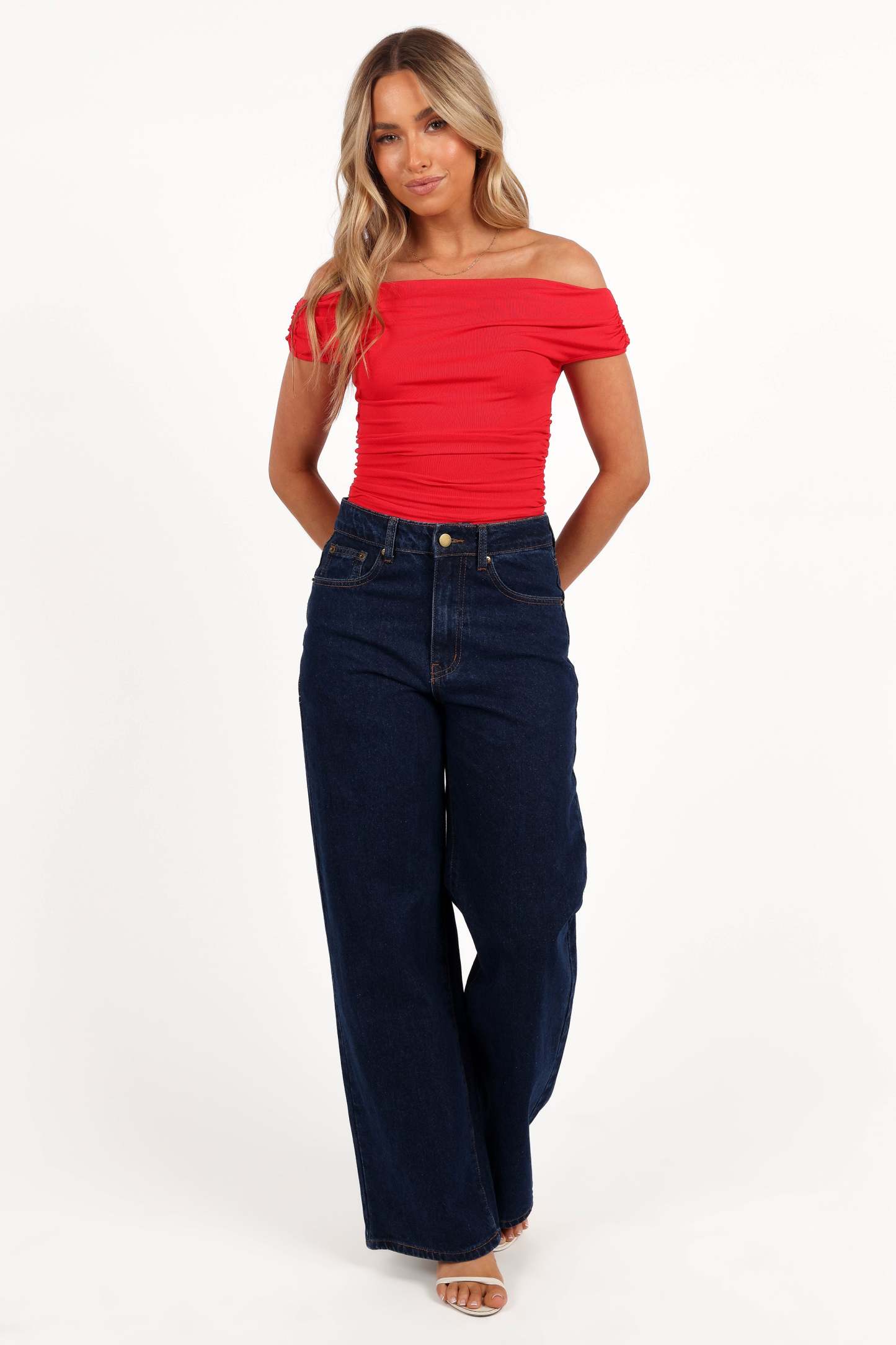 Lanna Off Shoulder Top - Red-Sunny Prom
