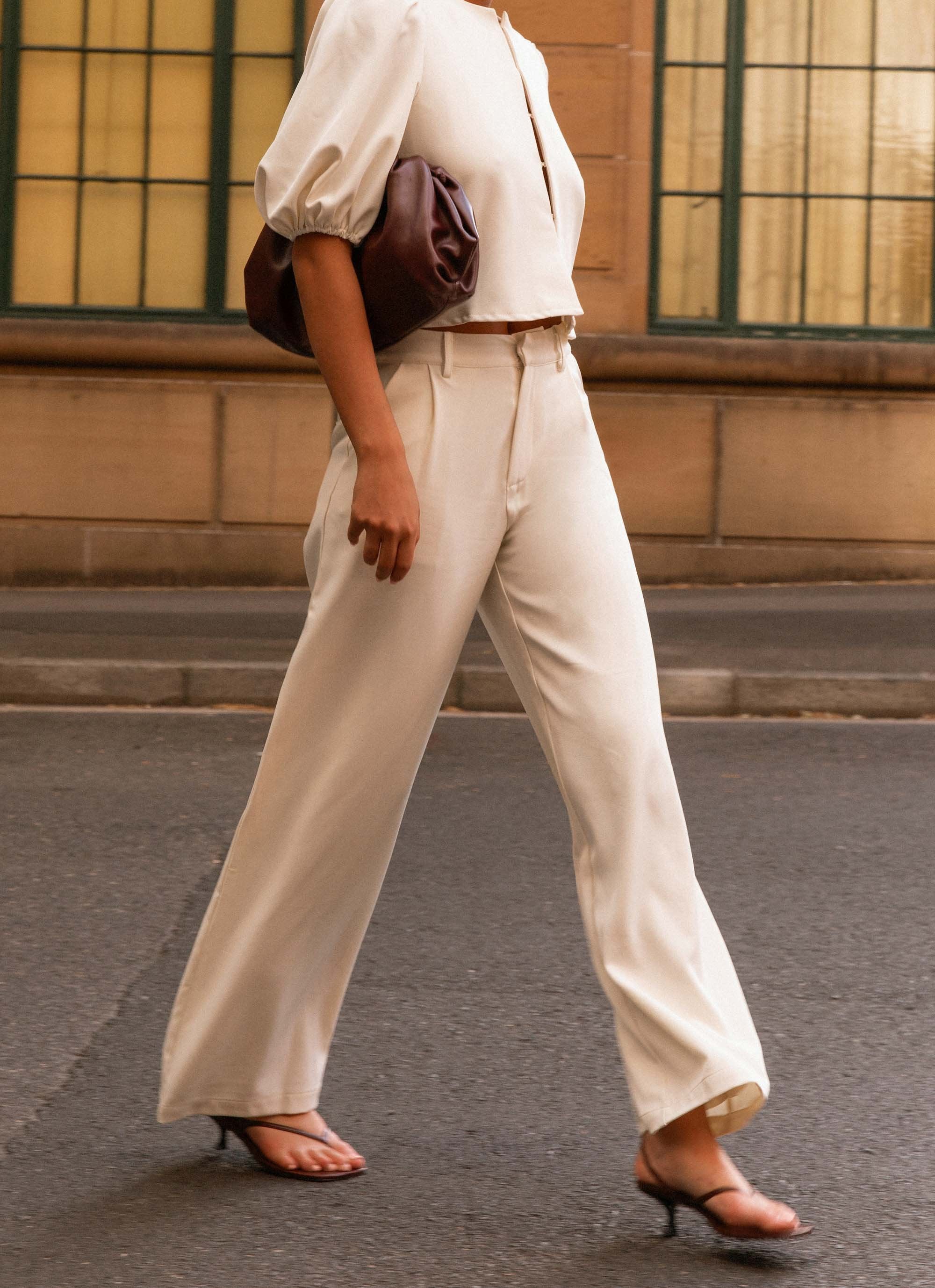 Leila Suiting Pants - Ivory-Sunny Prom. All rights reserved.