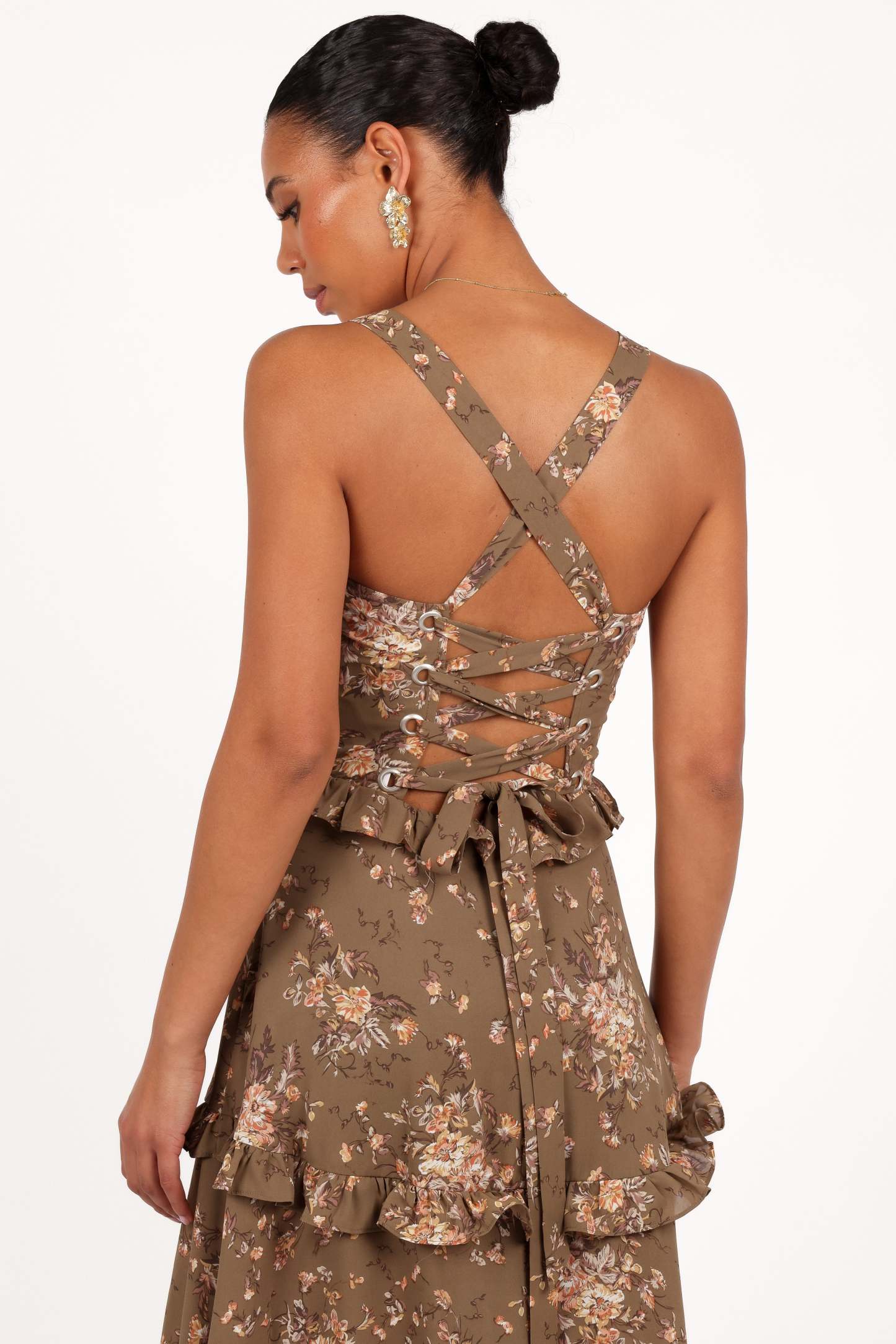 Lillee Tiered Maxi Dress - Olive Print-Sunny Prom