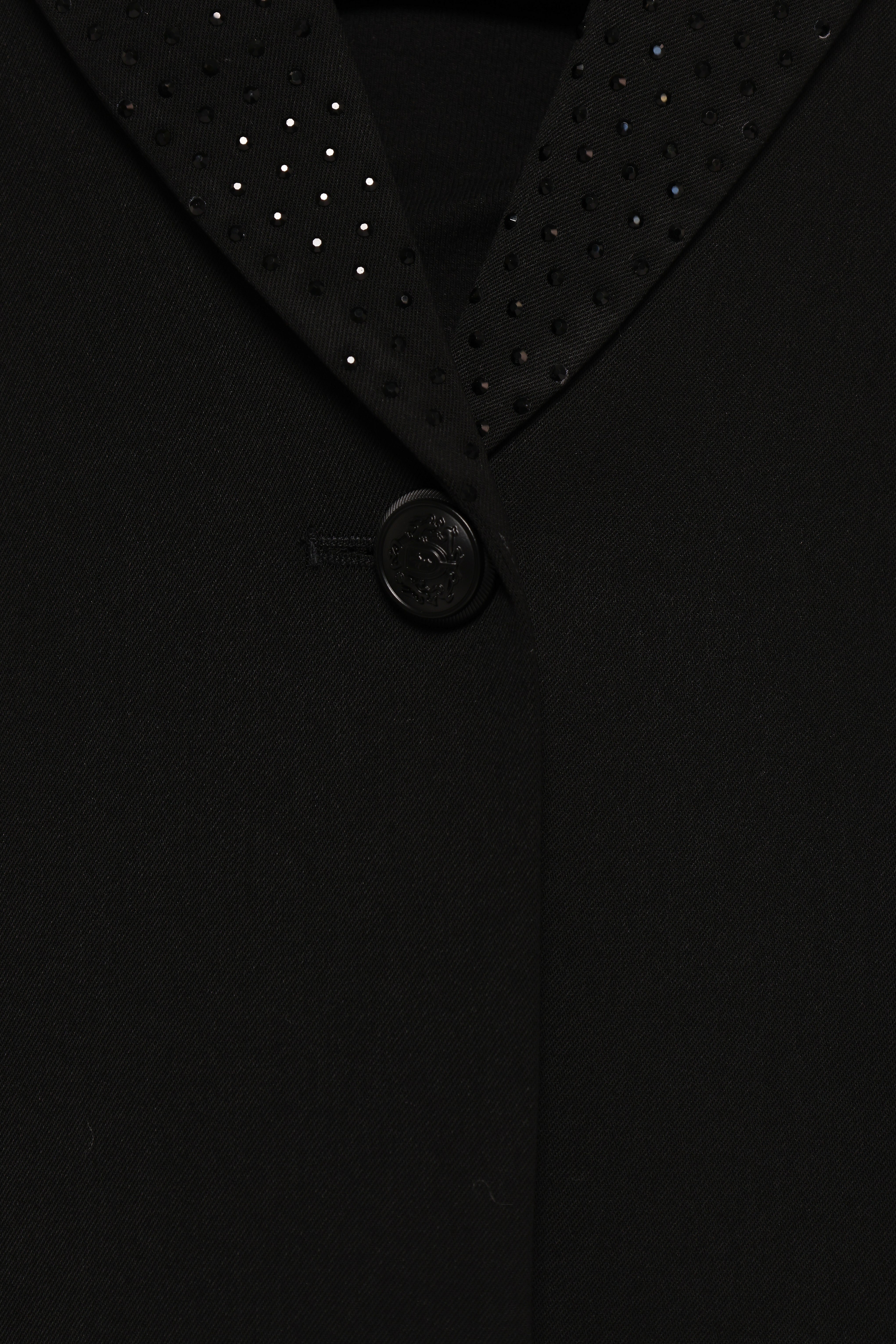 Luda Rhinestone Collar Single Button Blazer - Black-Sunny Prom