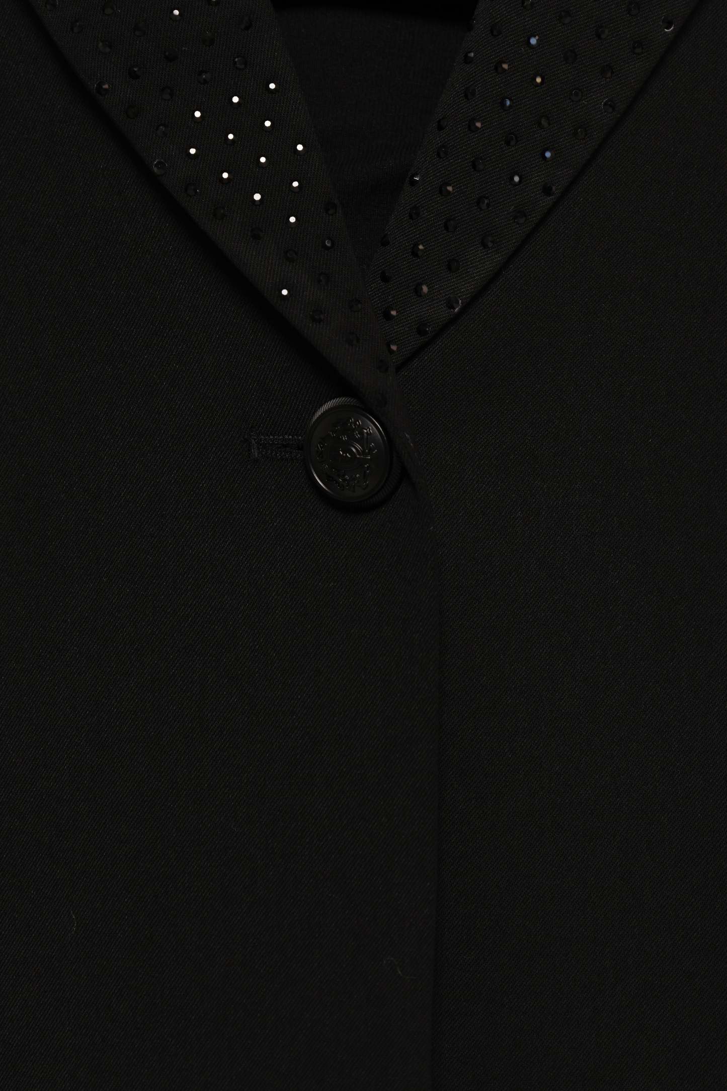 Luda Rhinestone Collar Single Button Blazer - Black-Sunny Prom