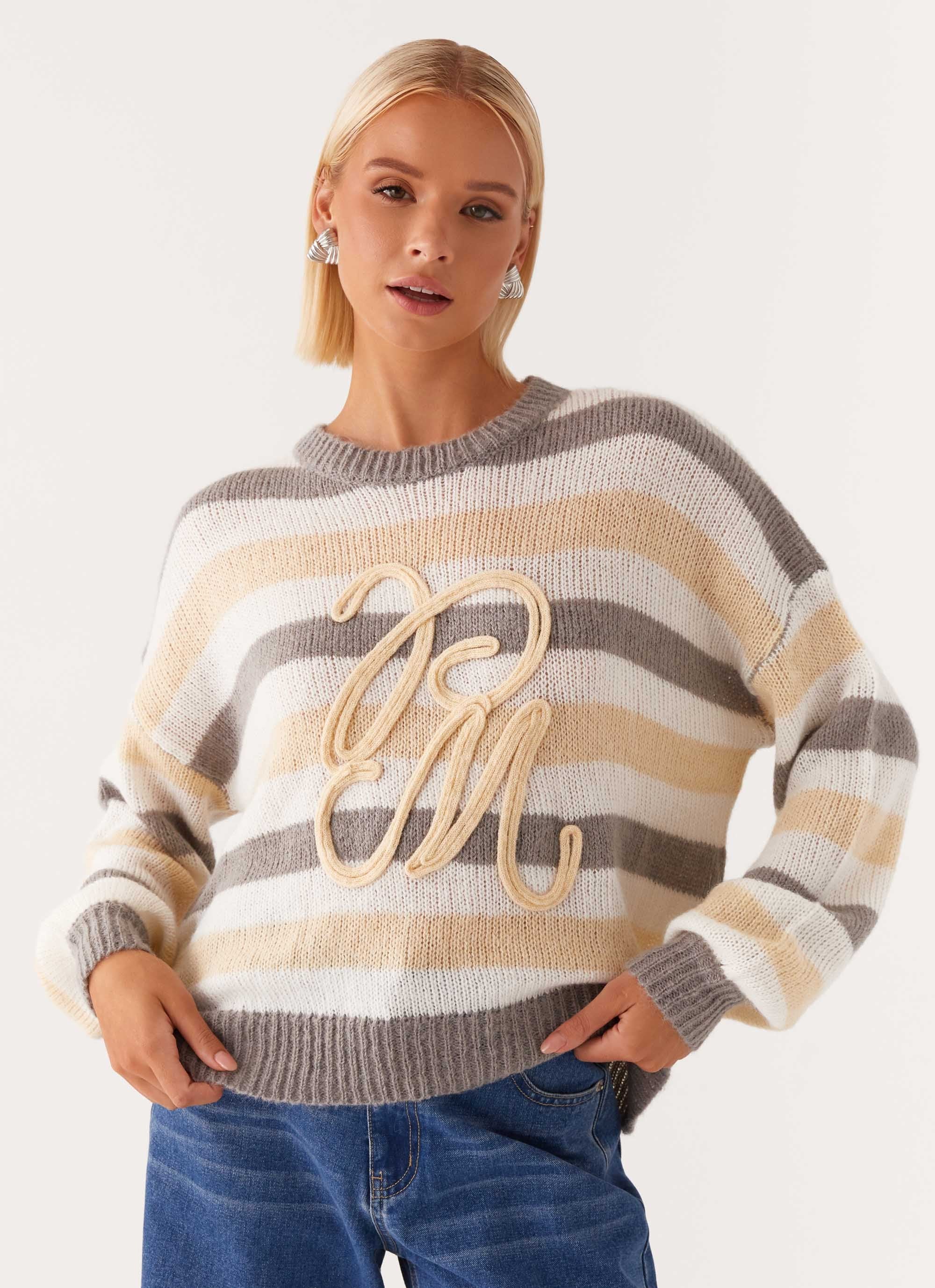 Main Character Oversized Knit Sweater - Stripe-Sunny Prom. All rights reserved.