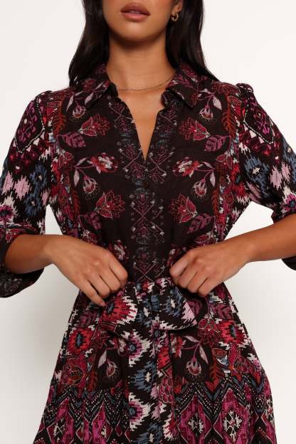 Mandy Long Sleeve Mini Dress - Chocolate Brown-Sunny Prom