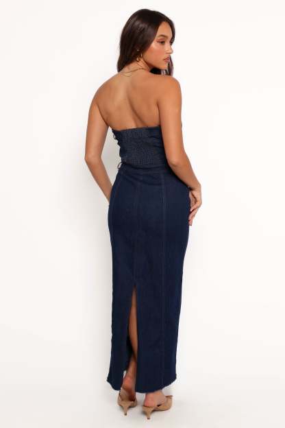 Melissa Strapless Dress - Medium Denim-Sunny Prom