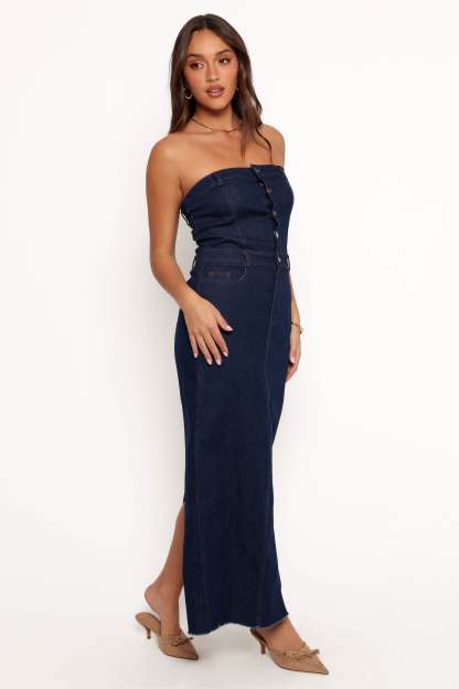 Melissa Strapless Dress - Medium Denim-Sunny Prom