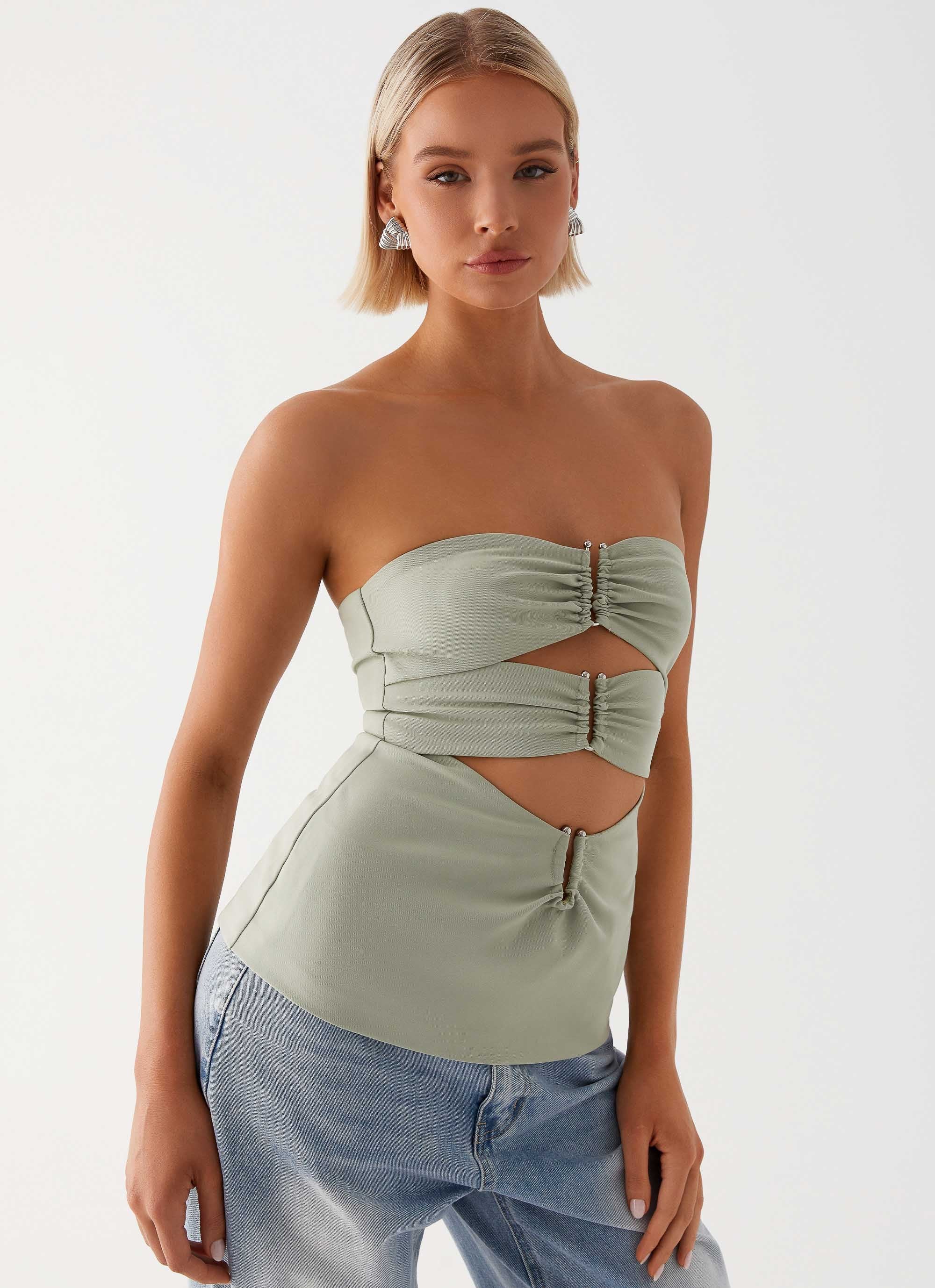Micha Strapless Top - Khaki-Sunny Prom. All rights reserved.