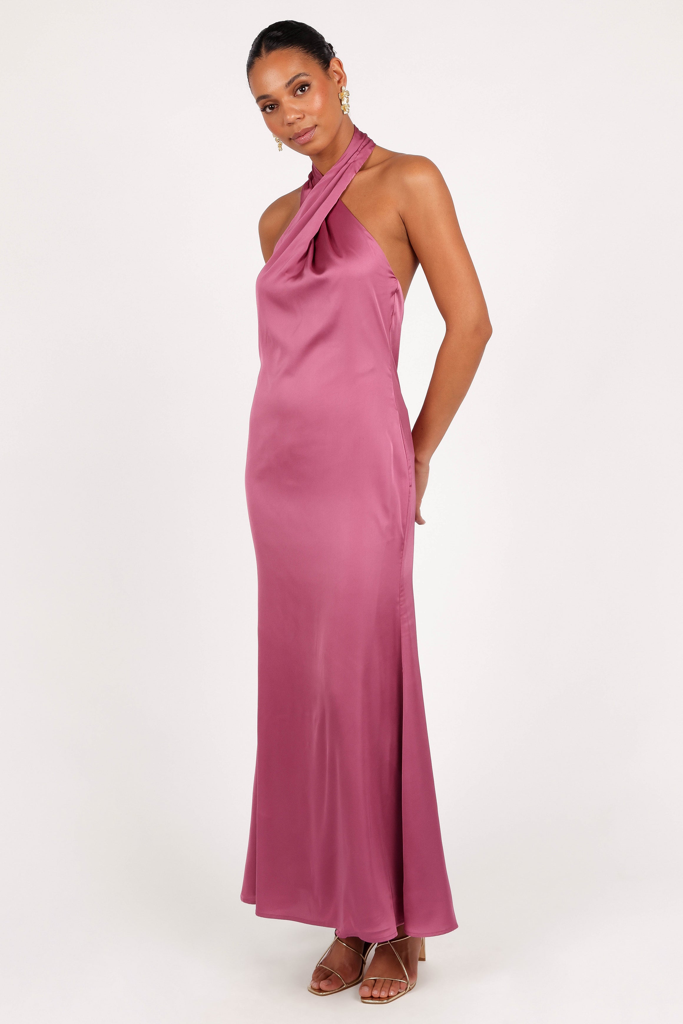Mila Halterneck Maxi Dress - Dark Rose-Sunny Prom
