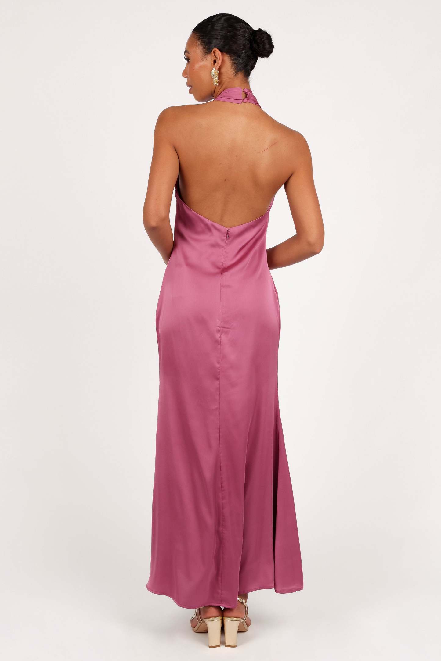 Mila Halterneck Maxi Dress - Dark Rose-Sunny Prom