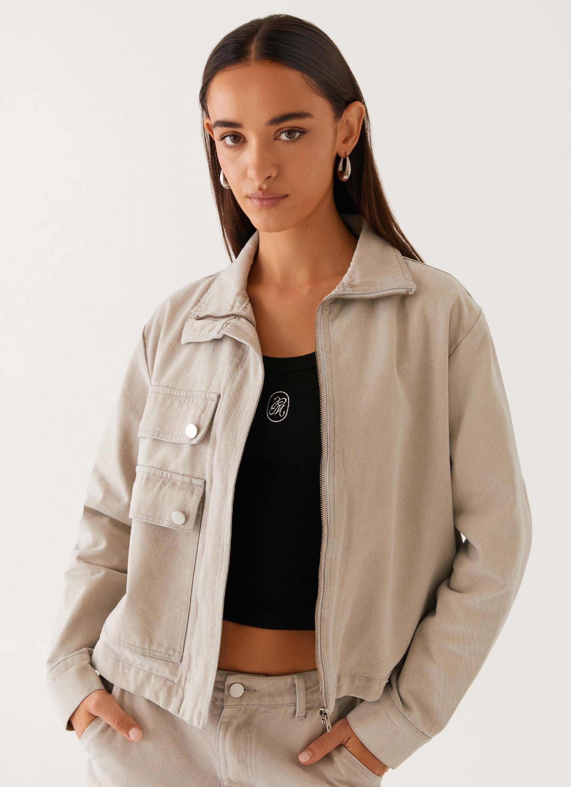 Milani Denim Jacket - Grey-Sunny Prom. All rights reserved.