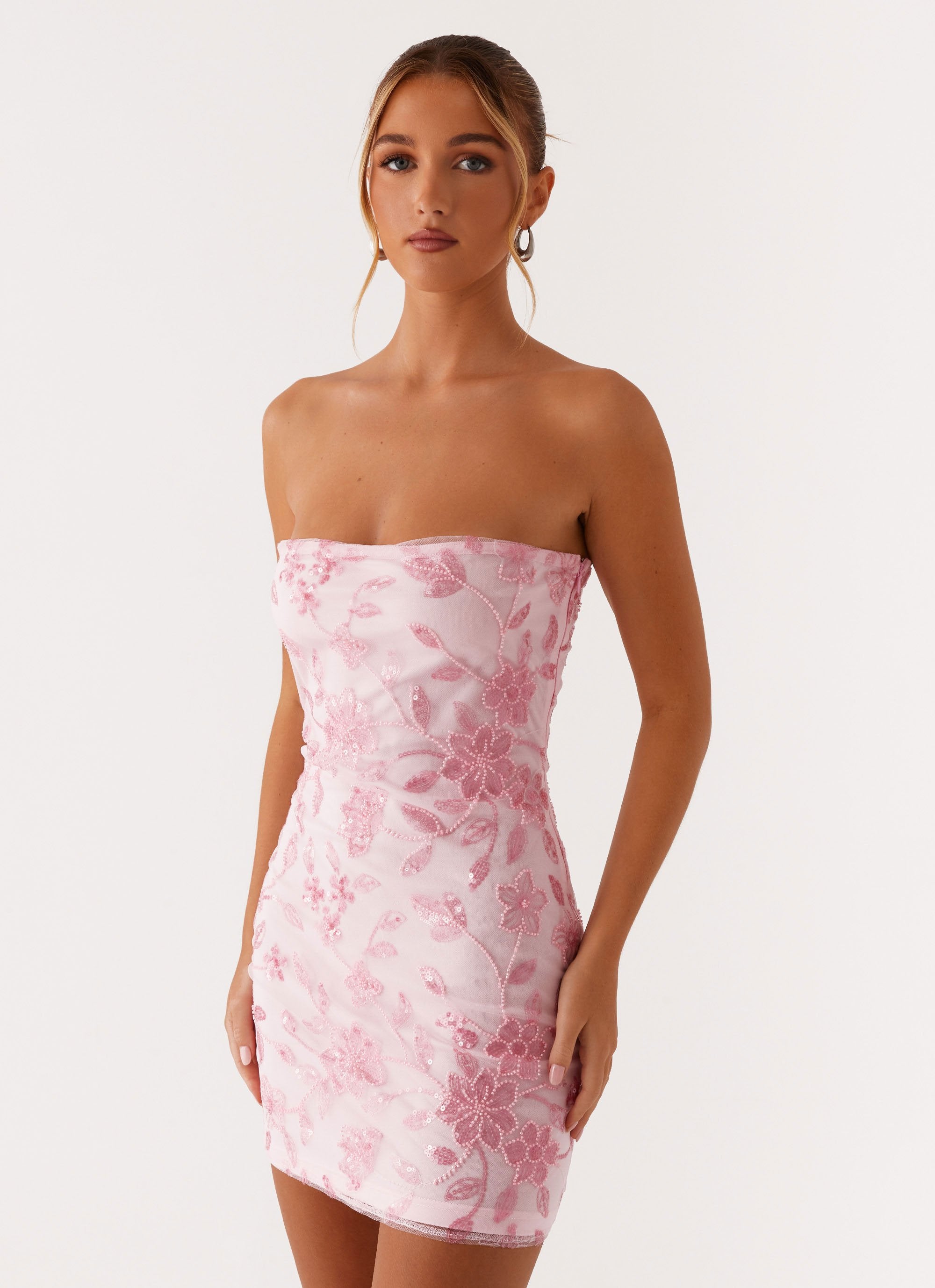 Moorey Beaded Mini Dress - Pink-Sunny Prom. All rights reserved.