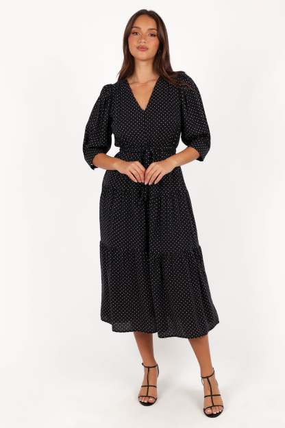 Moscow Midi Dress - Black Polka Dot-Sunny Prom