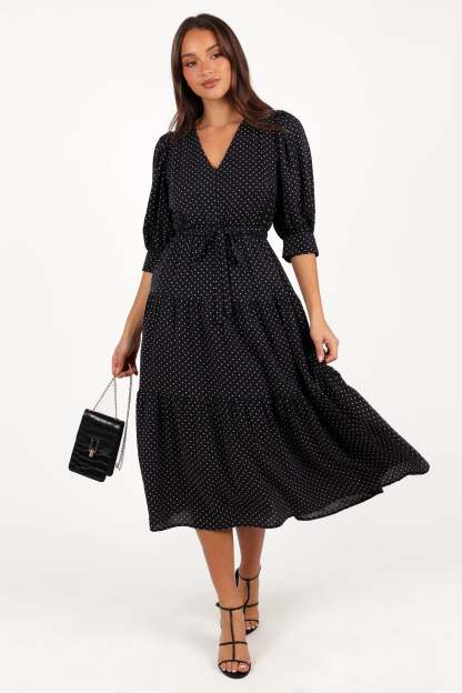 Moscow Midi Dress - Black Polka Dot-Sunny Prom