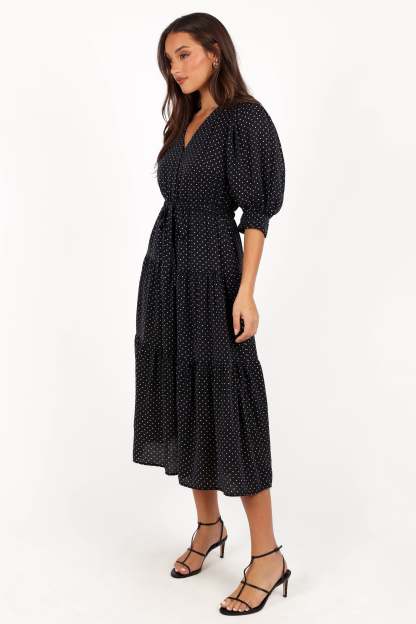 Moscow Midi Dress - Black Polka Dot-Sunny Prom