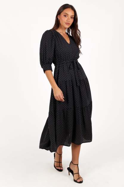 Moscow Midi Dress - Black Polka Dot-Sunny Prom