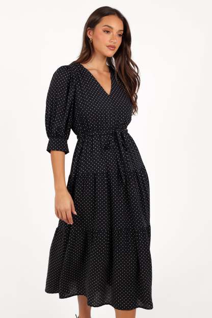 Moscow Midi Dress - Black Polka Dot-Sunny Prom