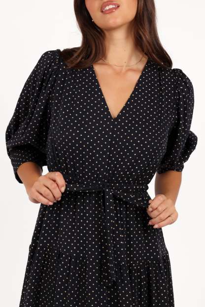 Moscow Midi Dress - Black Polka Dot-Sunny Prom