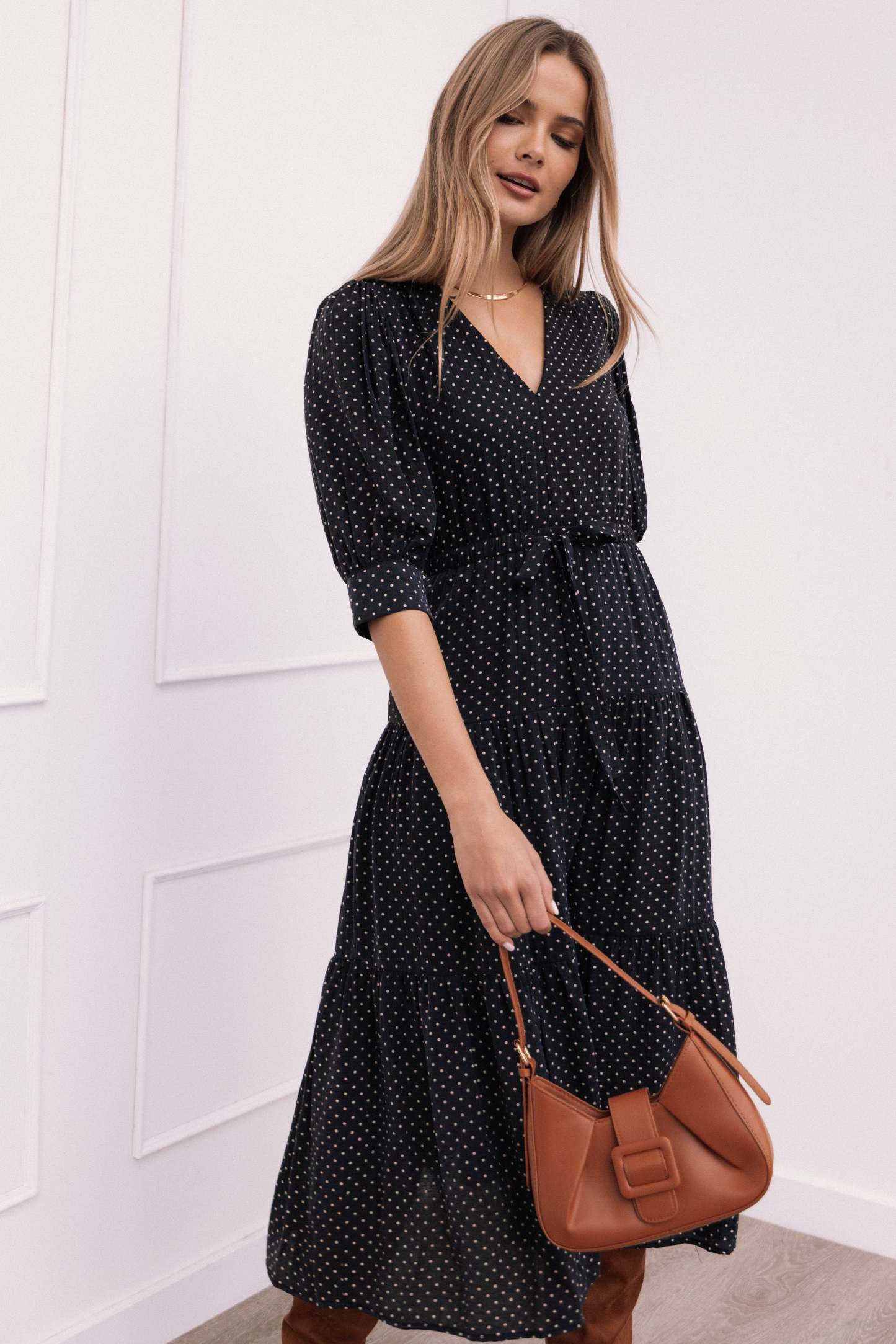Moscow Midi Dress - Black Polka Dot-Sunny Prom