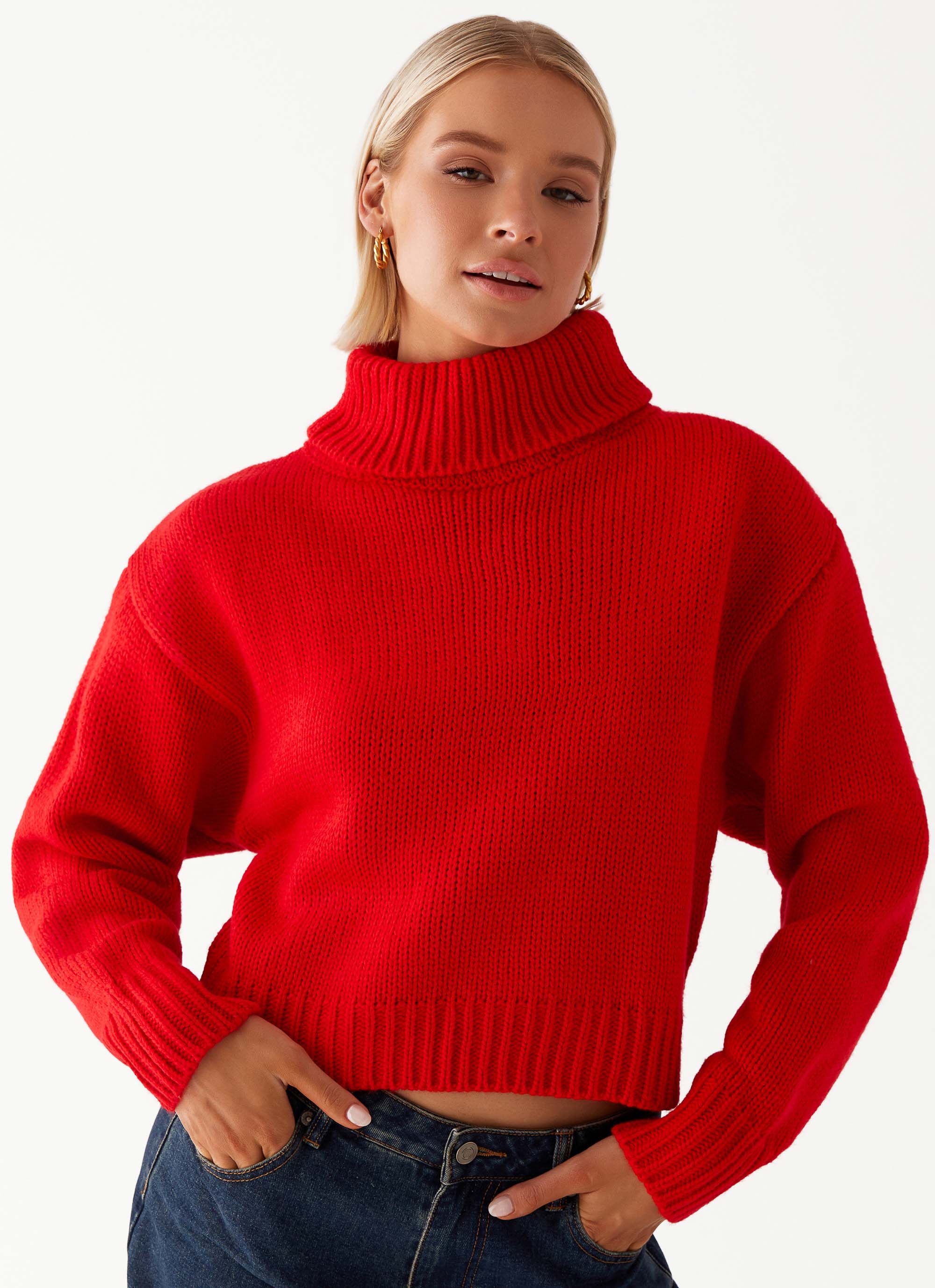 Paint The Town Red Oversized Knit Jumper - Red-Sunny Prom. All rights reserved.