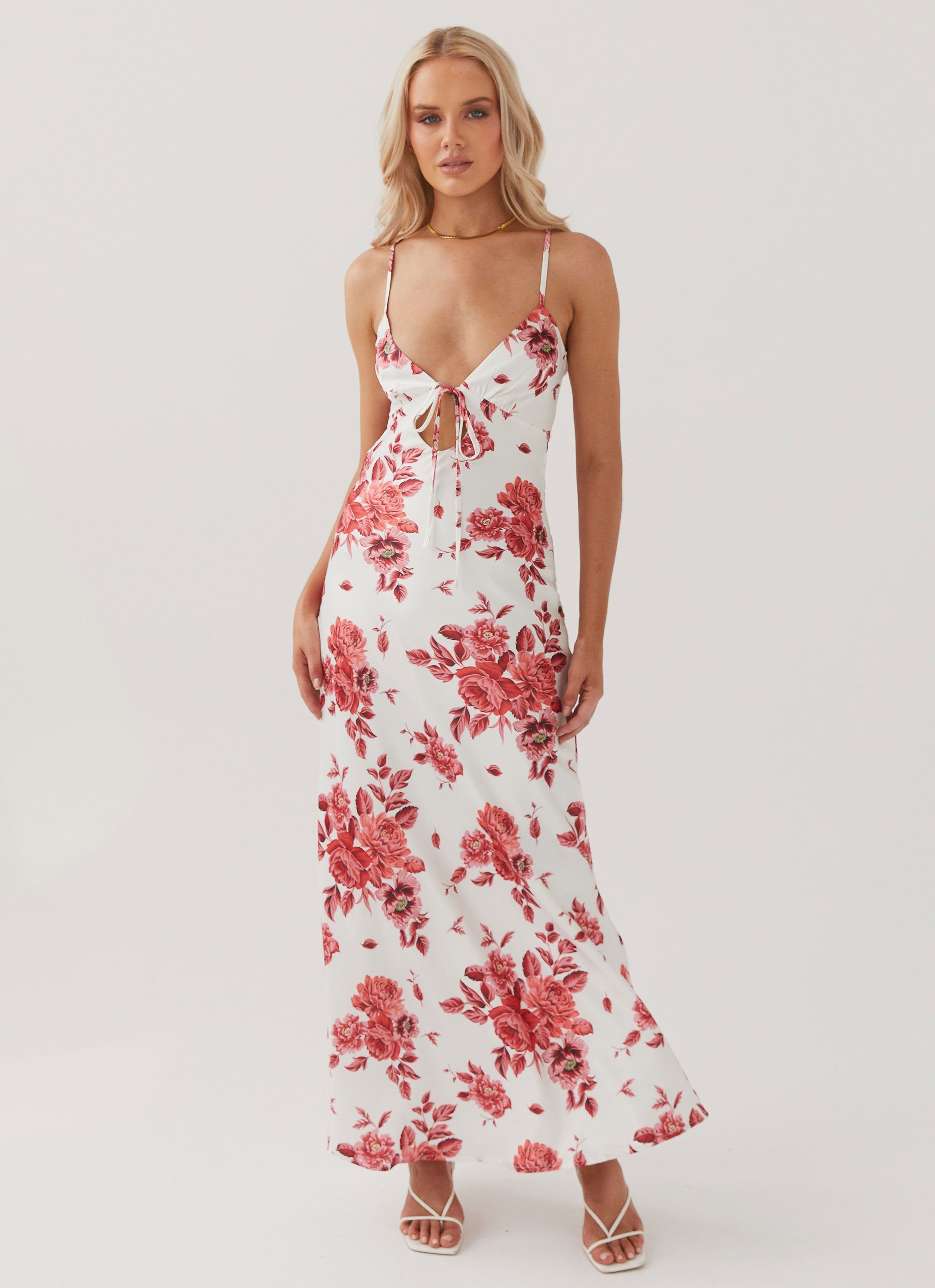 Flora Satin Maxi Dress - Rosa Floria-Sunny Prom. All rights reserved.
