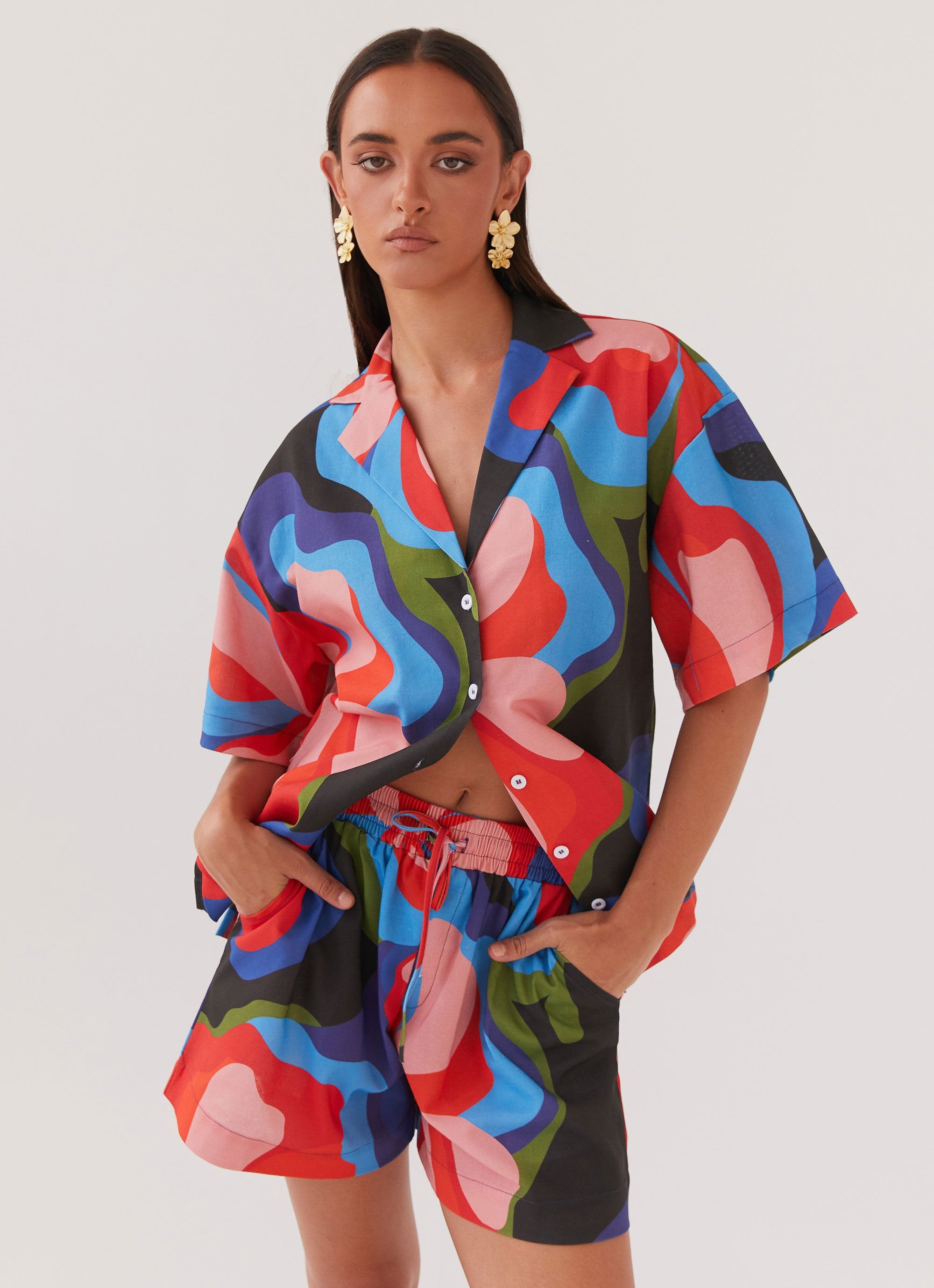Sweet Relief Linen Shorts - Floral Fantasy-Sunny Prom. All rights reserved.