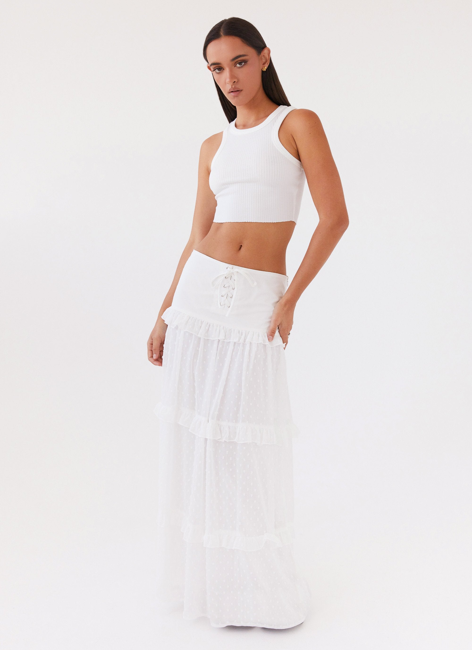 Esmeralda Maxi Skirt - White-Sunny Prom. All rights reserved.